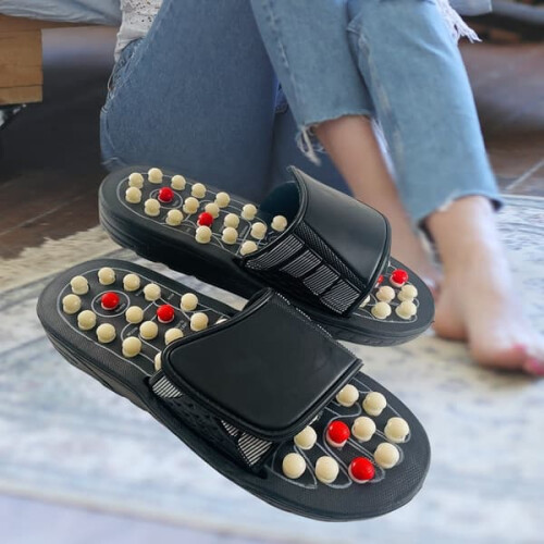 Reflexologimassage-tofflor med kardborreförslutning