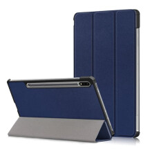 Étui en cuir bleu à trois volets pour Galaxy Tab S7FE/S7Plus/S8Plus