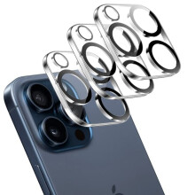 Lot de 3 protections d'objectif en verre trempé pour iPhone 15 Pro