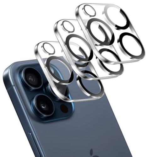 Lot de 3 protections d'objectif en verre trempé pour iPhone 15 Pro