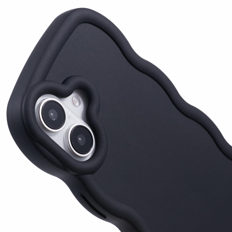 (Black) For Iphone 17 Case Tpu Protective Phone Cover Unique Curly Wave Frame Black 6914294337459