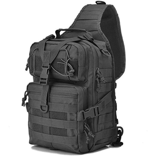Nylon sling backpack for hiking travel camping black