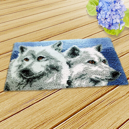 Wolf Latch Hook Rug Kit for Kids Beginners 1