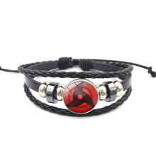 Pulsera de dibujos animados de Naruto, cuero negro, para niños de 7 años.