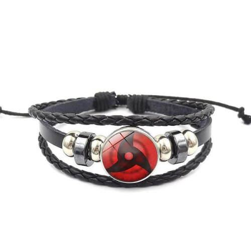 Braccialetto Naruto in pelle nera per bambini.