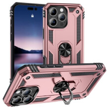 Coque iPhone 16 Pro Max antichoc avec anneau hybride or rose