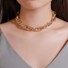 Vergoldete Choker-Halskette mit dicker Kette, Damen, Einheitsgröße