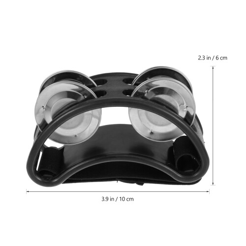 Foot Tambourine with Adjustable Strap Black 2 pcs 1