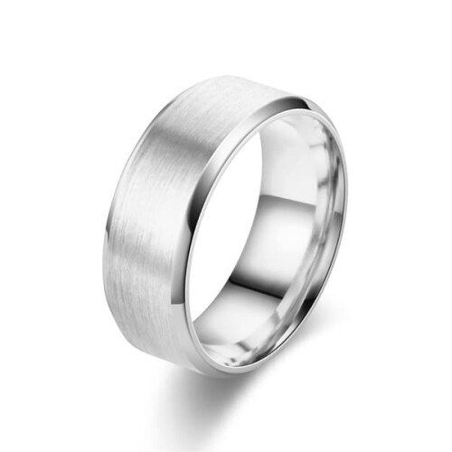 Stainless Steel Brushed Ring 8mm Silver 9