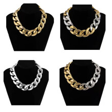 Acryl-Halskette mit dicker Kette, Gothic-Choker für Damen, 4er-Pack