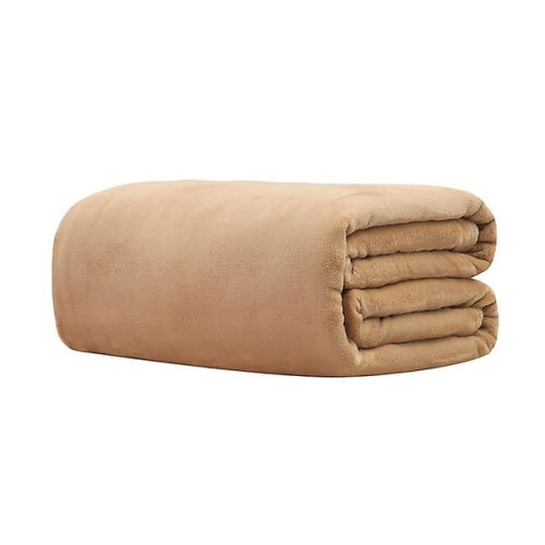 Flannel Blanket Soft Warm Winter Bedding Camel