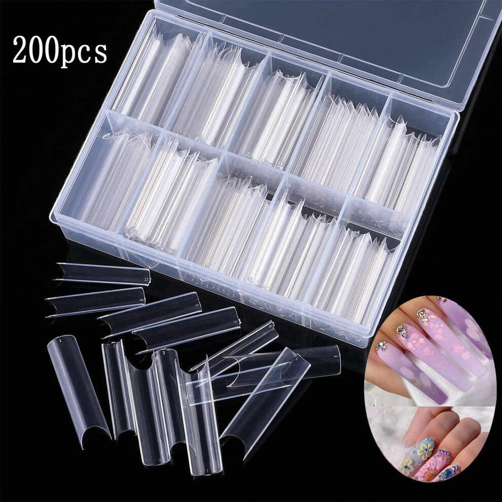 Acrylic False Nail Tips Clear XXL Long Straight Square 200