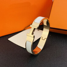 H bracelet stainless steel rose gold white 18K clasp