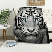 Manta reversible Tiger de sherpa blanca, 50x60 pulgadas.