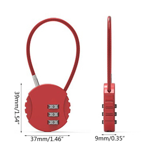 Zinc Alloy Combination Padlock Small Security Cable Lock 1 1