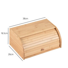 Bread Box Natural Wood Roll Lid 38 x 28.5 x 17.5 cm