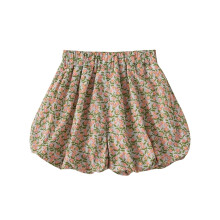 Mädchen-Shorts mit Blumenmuster, Khaki, 6 Jahre