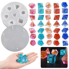 Silicone polyhedral dice mold with engraved numbers