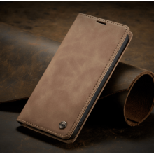 Étui en cuir marron clair pour Samsung S22