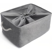 Grijze XL gewassen opvouwbare opbergmand van dik canvas met