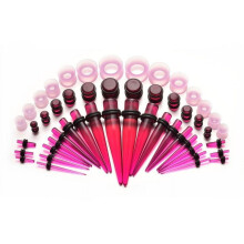 Ear Stretching Kit Acrylic Tapers and Plugs 50 Pieces