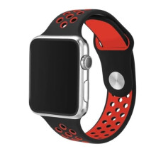 Silikonový řemínek pro Apple Watch 4 44 mm, černý, červený, velký