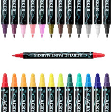 Acrylic Paint Pen Double-ended Waterproof 24 Colors