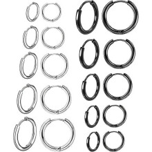 Hoops Earrings 316L Stainless Steel 10 Pairs