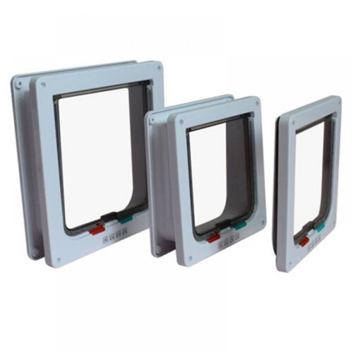 Interior Cat Door with 4-Way Lock, White and Brown 2