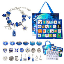 Pulseira infantil de Natal para montar, caixa surpresa azul e marrom