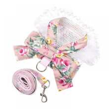 Dog bowknot harness with leash set for small to medium dogs