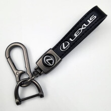 Car-themed leather keychain with silver hardware Lexus