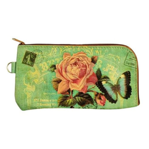 Astuccio con cerniera e motivo a rose