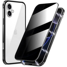 Étui magnétique double pour iPhone 16 Pro noir, préservant ainsi votre vie privée.