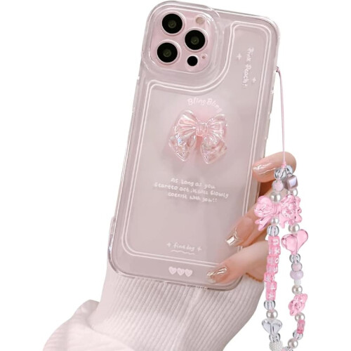 Coque transparente à paillettes roses 3D pour iPhone 11 Pro Max