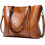 Bolsa feminina de couro macio estilo vintage cor café 1