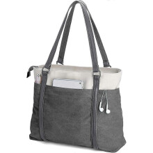 Bolsa de trabalho feminina em lona marrom, 15,6 polegadas.