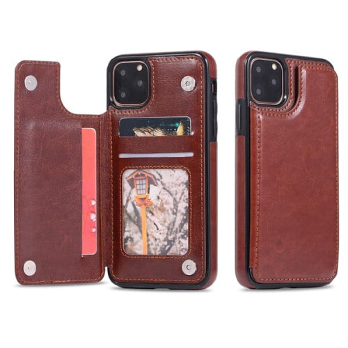 Coque antichoc marron pour iPhone 11 avec emplacement pour carte