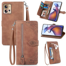 Étui portefeuille en cuir marron pour Moto G32.