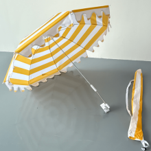 (Yellow) Beach Sun Umbrella, Outdoor Sun Umbrella, Beach Chair Umbrella, New Wavy Lace Design, 360 Directional Adjustment,
