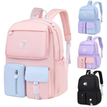 Mochila escolar impermeável roxa para crianças
