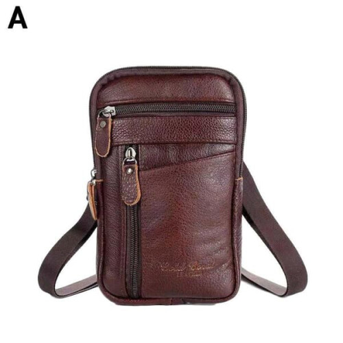 Herren-Leder-Umhängetasche, braun, Einheitsgröße