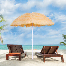 (Yellow) 1. 6m Patio Garden Hawaii Beach Sun Umbrella Sunshade Hawaiian Folding Tilting Crank Parasol ( Wheat)