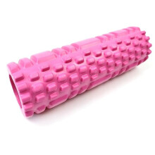 Rodillo de yoga para masaje de espalda, 26 cm, rojo rosa