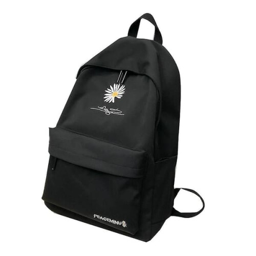 Sac à dos en nylon uni noir pour adolescentes