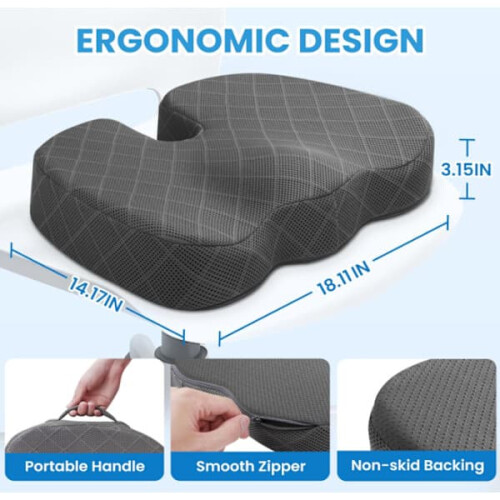 Office Chair Cushion Memory Foam Extra Large Black