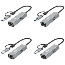 4X USB 3.2 to 5Gbps Ethernet Adapter RTL8157 5000Mbps RJ45 Network Converter for Laptop Support 5G,2.5G,1G,100Mbps