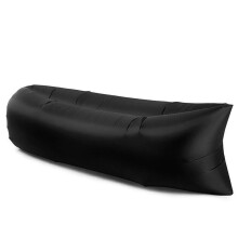 Sofá inflável dobrável à prova d'água para viagem, preto.