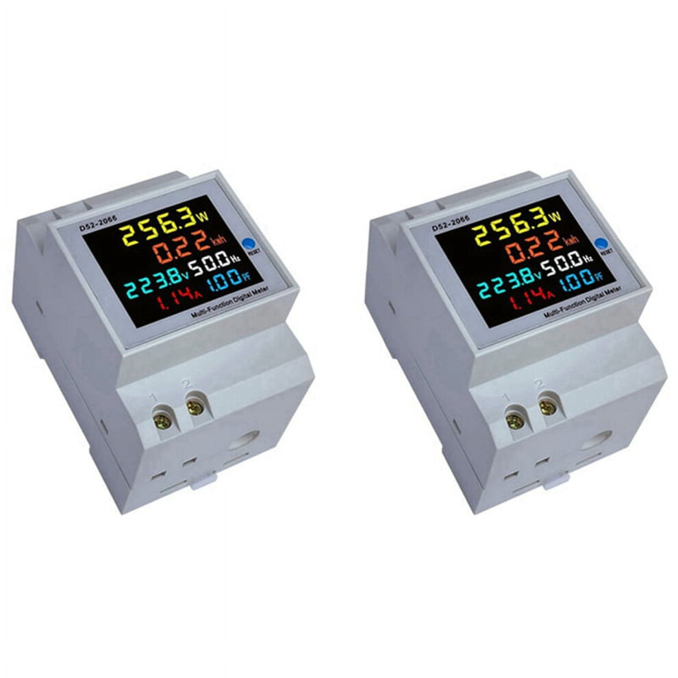 Din Rail Voltage Current Meter 250-450V 100A 2 Pcs 946140645414