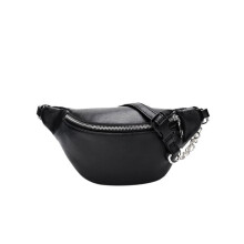 Marsupio in pelle con catena metallica nera